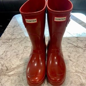HUNTER Women's Original Short Gloss Red Rain Boots size 10